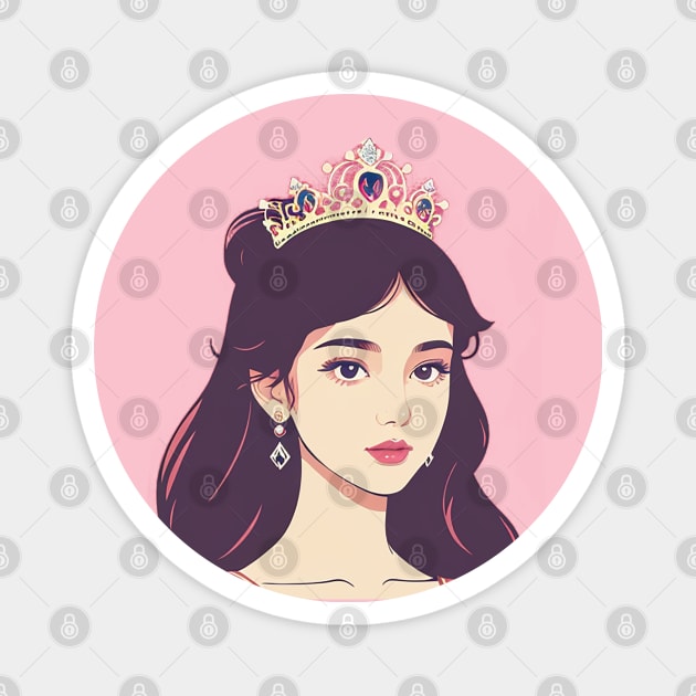 Illustration of a Young Princess in Pink Magnet by CursedContent